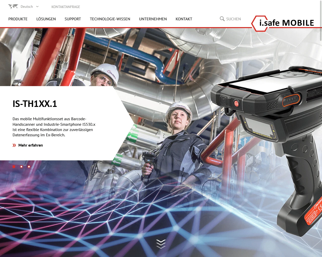 Screenshot der Website von i.safe, die mit Produktinformationen aus der crossbase-Datenbank bespielt wird.