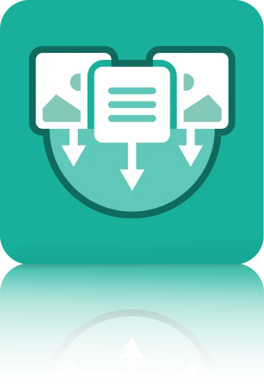 Das Symbol ist unicolor grün und zeigt ein Dialogfeld mit Textlinien, das von zwei weiteren Dialogsymbolen flankiert wird. Es ist in einem Quadrat mit abgerundeten Ecken dargestellt. Dieses Icon steht für den Sales Information Service von crossbase.