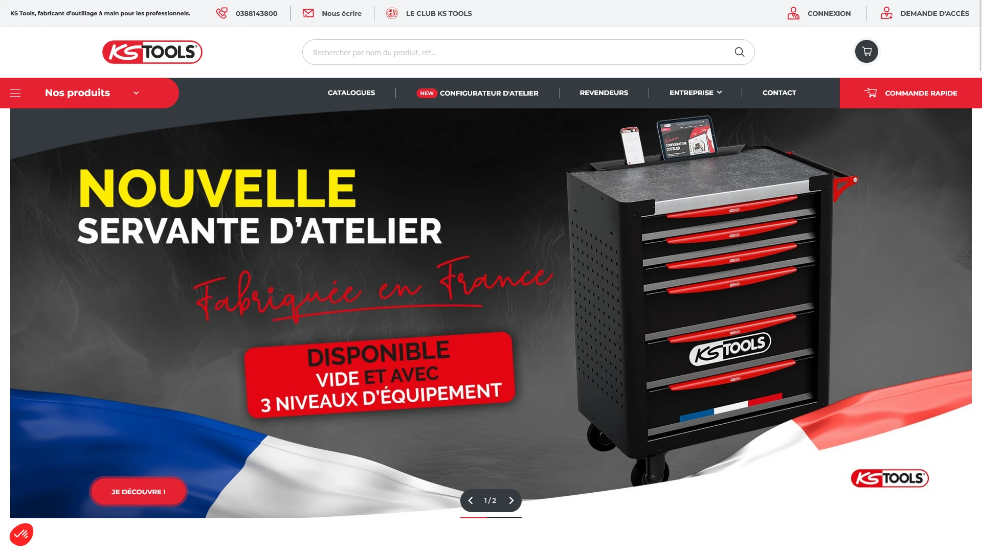 Screenshot of the KS Tools SAS online store.