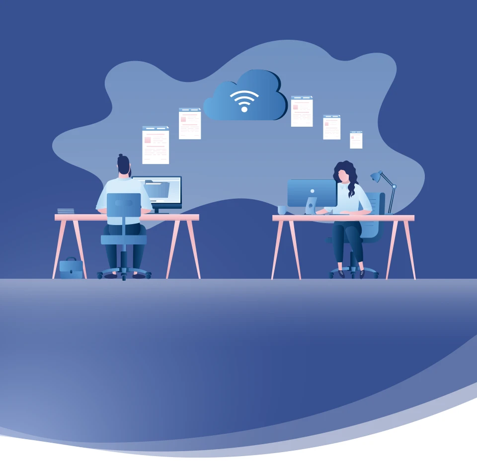 Blue graphic with cloud 