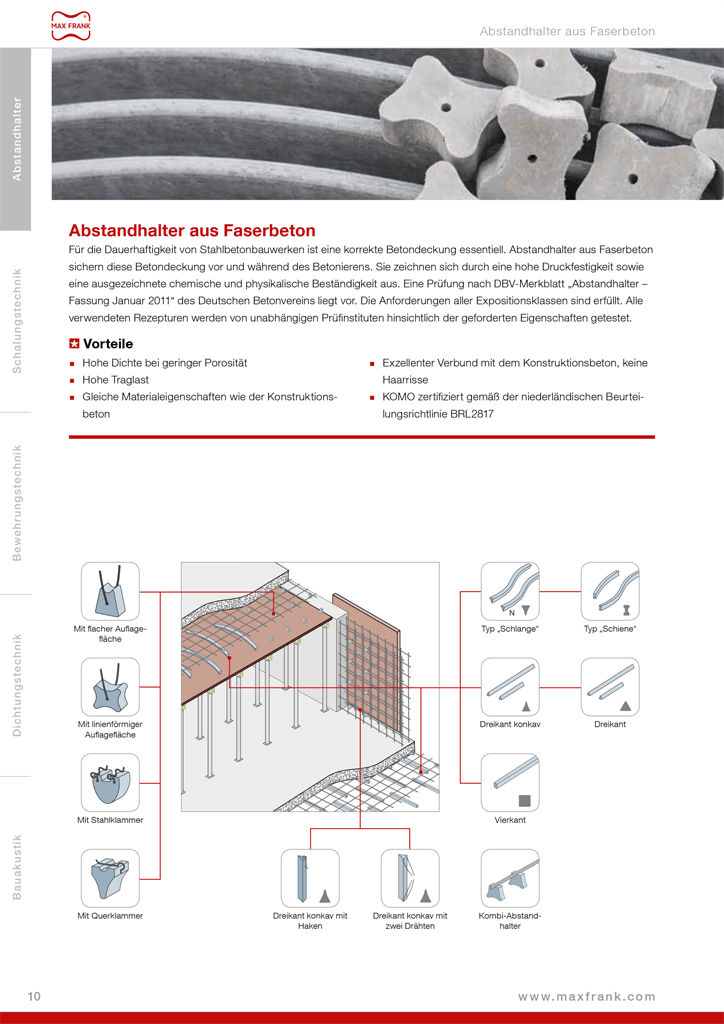 Page of the MAX FRANK price list produced with crossbase.
