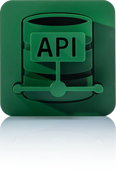 The symbol is unicolor green and shows a database with a label that reads 