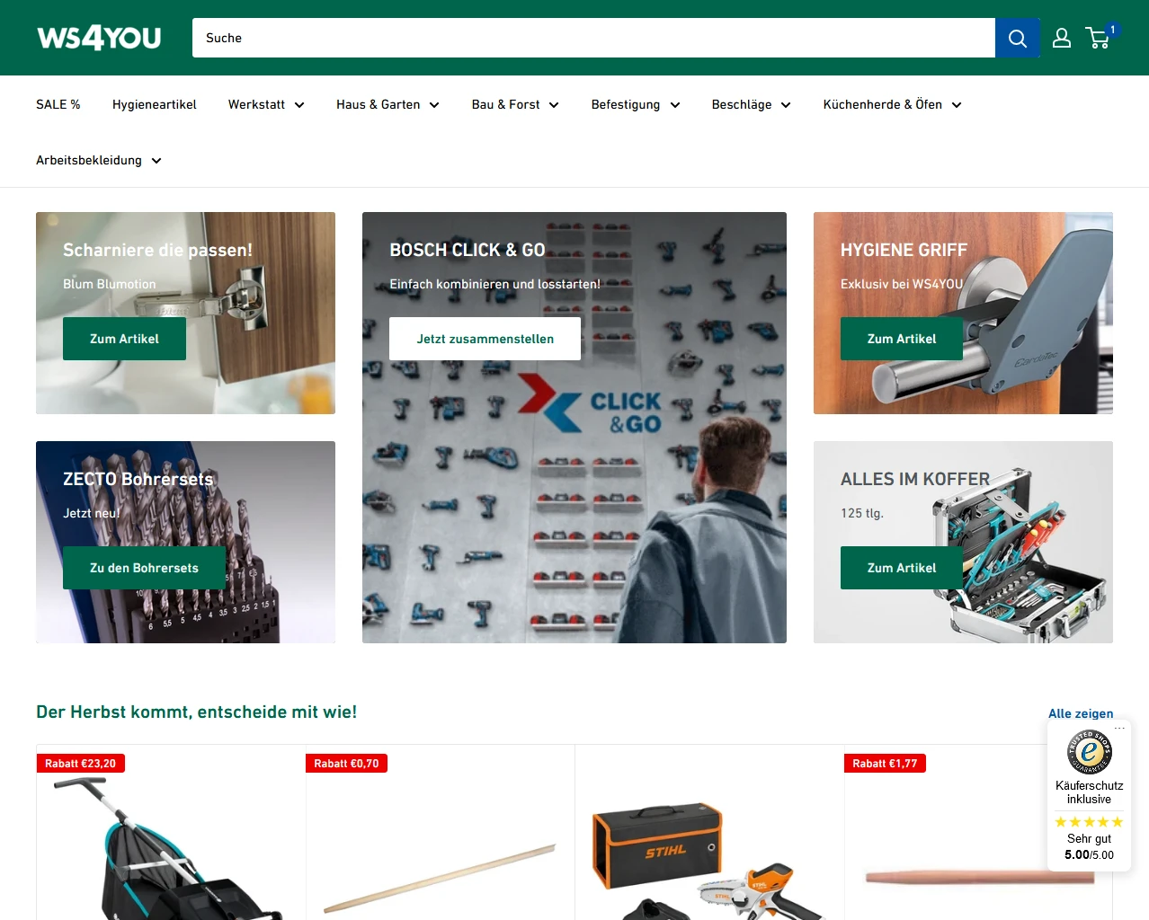 Capture d'écran de la boutique en ligne de Weyland Steiner.