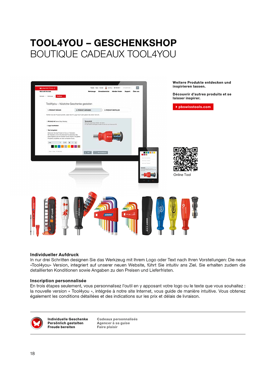 Page de catalogue de PB Swiss Tools avec des informations de produits issues de la base de données crossbase.