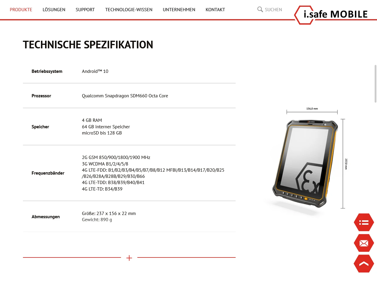 Capture d'écran du site Web d'i.safe, alimenté par des informations produits issues de la base de données crossbase.