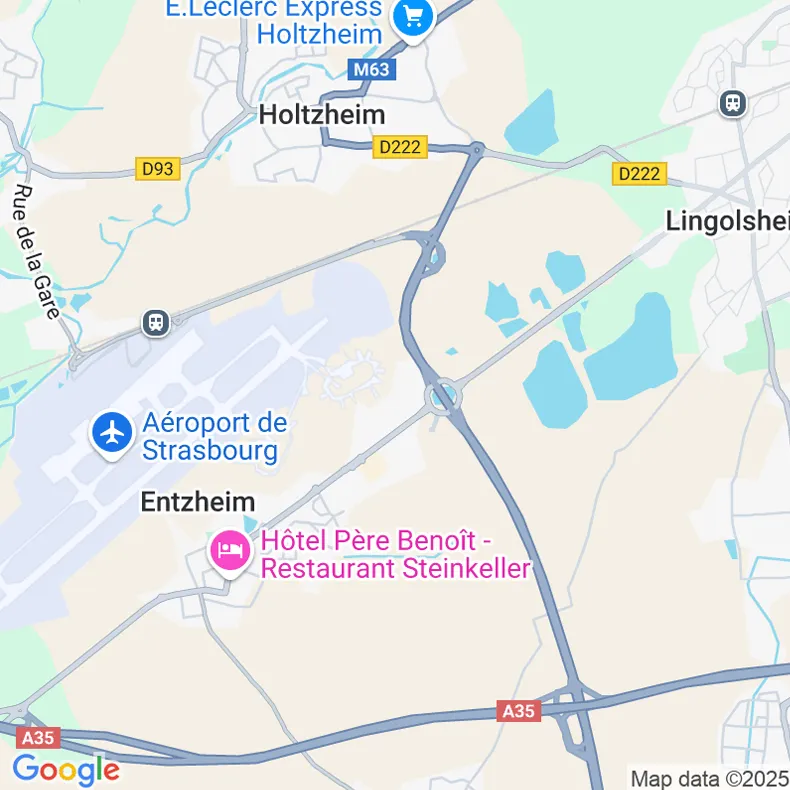 Vue cartographique de Google Maps montrant l'emplacement de crossbase SARL à Entzheim (France).